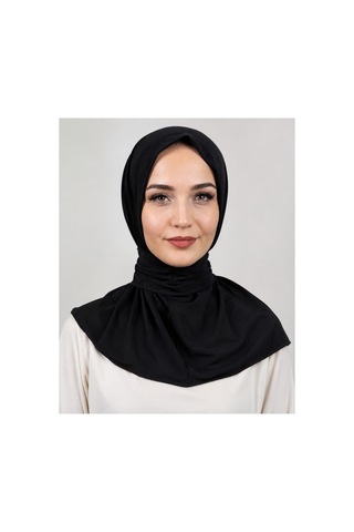 Unika Boutique Çıtçıtlı Bağlamalı Tesettür Pratik Şal Deniz Havuz Için Uygundur Siyah