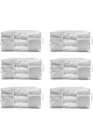 Pencereli Saklama Çantası Yastık Çarşaf Hurcu 10 Adet-Gri