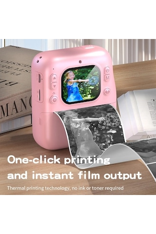 Dijital Fotoğraf Çıkaran Video Kaydedici Taşınabilir Anında Baskı Çıkaran Çocuk Kamerası Pembe