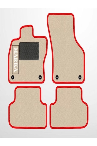 Volkswagen Caddy 2010 - 2015 Bej Halı Kırmızı Kenar Petek Topuk