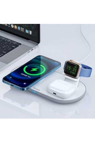 Mcdodo CH-7060 3 İn1 Manyetik 15 W Kablosuz Hızlı Şarj Dock Stand Beyaz