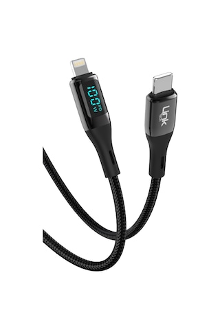 LinkTech K683 Dijital Göstergeli Type-C - Lightning 100W Data ve Şarj Kablosu 1mt