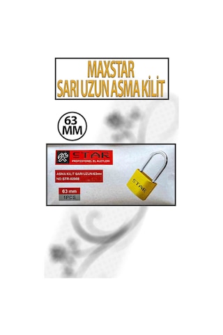 Uzun Tip Sarı Asma Kilit 50 Mm 3 Anahtarlı