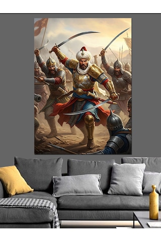 Ahşap Tablo Osmanlı Savaşçısı Ve Tarihi Mücadele