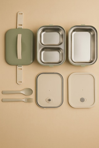 Tier - 2 Katlı Sızdırmaz Kapaklı Lunchbox 1000 Ml Yeşil