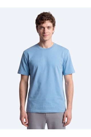 Kip Mavi Düz T-shirt