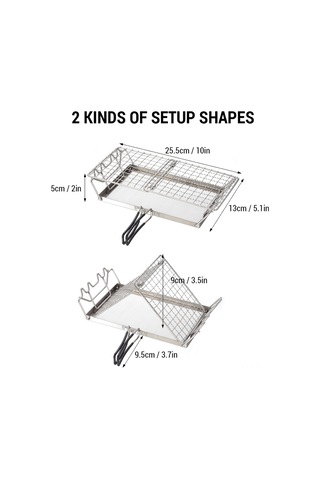 Jeehugo Stahl Çelik Islak Ekmek Izgara, Ev Ve Çıktı Kullanımı, Et Ve Şiş Kebabı Pişirme, Dağ Şekli, Hafif Ve Konforlu Gümüş