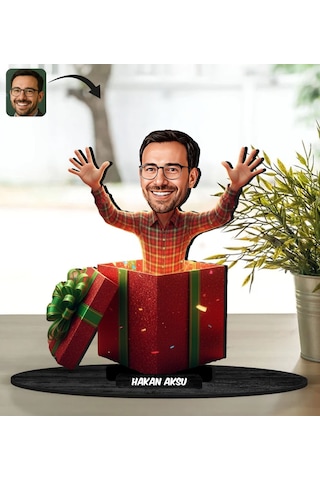 Bk Gift Kişiye Özel Erkek Yılbaşı Tasarımlı Karikatür Biblo -3, Yılbaşı Hediyesi, Yeni Yıl Hediyesi Kobitmeyencom35612 Bk Gift