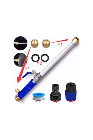 Youmex Mükemmel Metal Hidro Jet Power Washer, 2 Fişli, Tpr Kollü, Çok Amaçlı: Araba, Bahçe, Pencere Temizliği Ve Sulama Seti