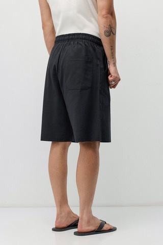 Vamos Basic Oversize Keten Şort Siyah