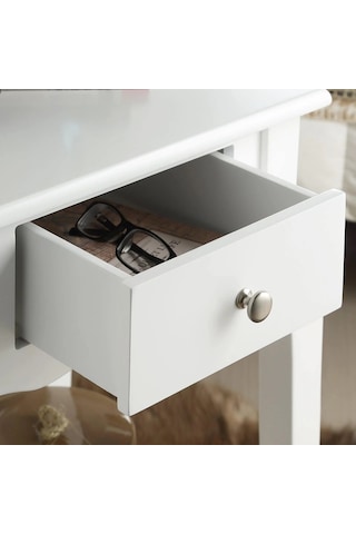 Wooding Masif Beyaz Lake Bonamy Komodin - Yan Sehpa