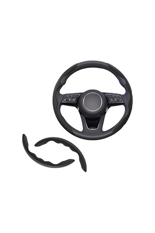 Yifomall Karbon Fiber Kaymazsız Direksiyon Koruması - Evrensel Uyumlu, Işınlanabilir, Dayanıklı - Araç İç Donanımı Aksesuarı Siyah, 2 Adet Siyah