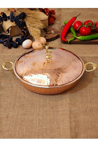 Modabakır Bakır Pilav Tencere, Geniş Derin Tava 27 Cm Model:hgf445 Metalik