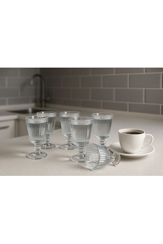 Dublin Flüt 6 Lı Kahve Yanı Su Bardak