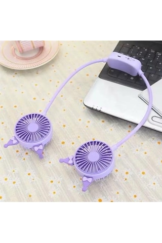 Fan Kuromi Şarjlı Boyun Fanı Vantilatör Usb Şarj Taşınabilir