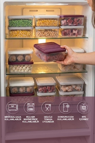 Selka Home 4 Adet 0.5 Lt. Nora Organizer Buzdolabı Buzluk Düzenleyici Saklama Kabı