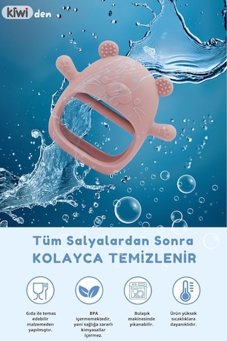 Kiwi 2 İn 1 Chicken - Marmot Tutması Kolay  Diş Kaşıyıcı Seti Alman Tasarım Dusty Blue