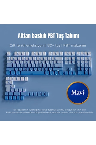Mekanik Klavye Keycaps Seti- 130 Tuş Pbt Çift Baskılı-alttan Baskılı Gradyen Renkli
