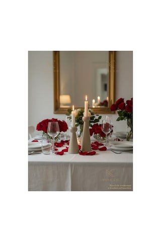 2 Lü Şamdan Biblo Luxury Set Dekoratif Obje Minimalist Ev Aksesuarı Şamdan Bej