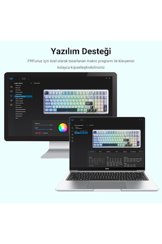 Aula F99 3 Mod RGB Hot Swap Linear Graywood V3 Switch Mekanik Kablosuz Klavye