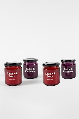 Rakle Glam Gümüş 4'lü Kavanoz Mum Seti Mor - Kırmızı 110 Gr Diğer