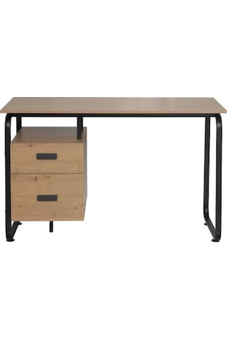 Retro 2 Çekmeceli Metal Ayaklı Çalışma Masası-ceviz/siyah 120x76x60 Cm Siyah - Ceviz