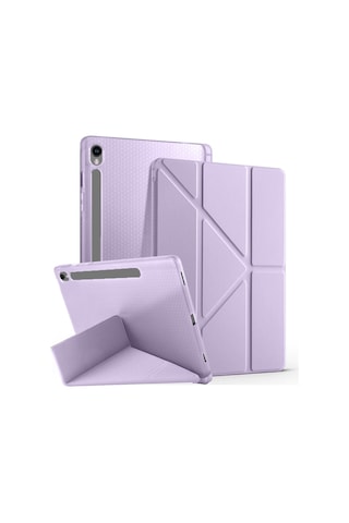Samsung Galaxy Uyumlu Tab S10 Fe 11 Inc Sm-x520 Üçgen Katlanabilir Kalemlikli Yatay Dikey Standlı Kılıf Kapaklı Kılıf