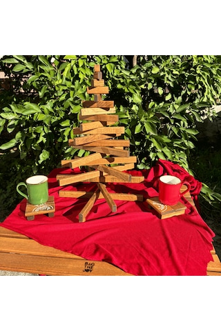 Leftover Ahşap Yılbaşı Ağacı - 54cm Kahverengi