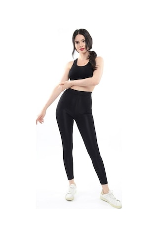 New Fashion Parlak Disco Tayt Yüksek Bel Toparlayıcısiyahm Siyah