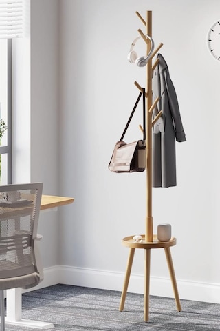 Digithome Bambu Portmanto Askılık Vestiyer Tablalı 8'li Ayaklı Askılık Ahşap Elbise Askısı Db-0027 Kahverengi