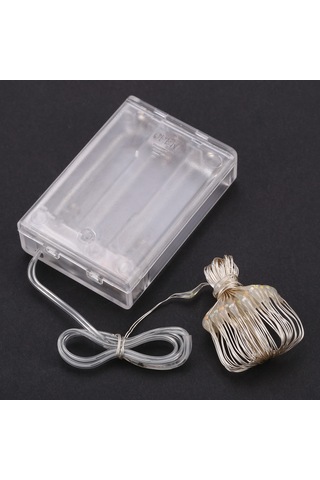 Honmex 5m 50 Led Ip65 Su Geçirmez Pil Kutuslu Işık Zinciri 4.5v 3w Beyaz Renk Beyaz