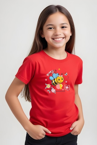 Fyk Kids Kız Çocuk Honey Baskılı Tişört Kırmızı