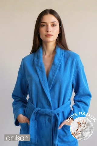 %100 Pamuk Unisex Koyu Turkuaz Bornoz - Şalyaka Otel Bornozu, Spa Için Ideal, Günlük Kullanıma Uygun Turkuaz