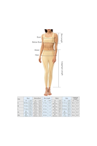 Symbee Bayan Fitness 2'li Set: Dekoratif Çizgili Büstiyer + Tayt, Sarı, Avrupa Bedeni 4/s 22738+22373 Sarı