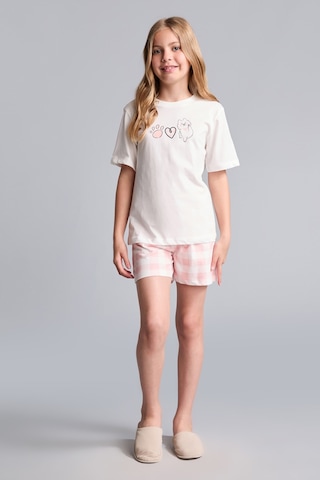 Defacto Regular Fıt Şortlu 2li Ekru Pijama Takımı Kız Çocuk I1574a826smer2 Ekru-er2