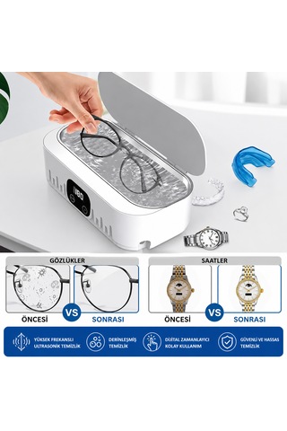 Dijital Ultrasonik Temizleyici Gözlük Takı Saat Diş Plağı Temizleme Cihazı 220v Ultrasonik Yıkama Makinesi