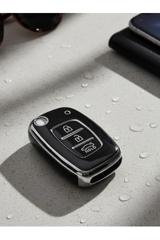 Hyundai Santafe Elentra Solanis İ20 İoniq İ30 Tucson İx35 3 Buton Nano Anahtar Kılıfı Siyah