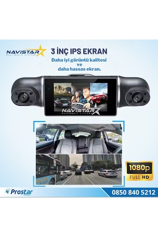 4 Kameralı 1080p Wıfı, Gps Geniş Açılı Dashcam Araç İçi Kamera Kayıt Sistemi 3 İnç Full Hd