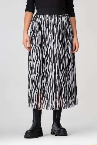 Bold & Young Kadın Siyah Beyaz Zebra Baskılı Astarlı Beli Lastikli Tül Etek
