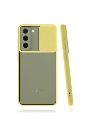 Noktaks Samsung Galaxy Uyumlu S22 Kılıf Slayt Sürgülü Arkası Buzlu Lensi Kapak Koyu Yeşil T21732