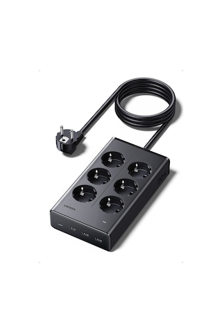 UGREEN 6’lı Grup Priz, 20W USB-C, USB-A Çıkışlı Şarj İstasyonu, 1.5 m Kablolu, 75141