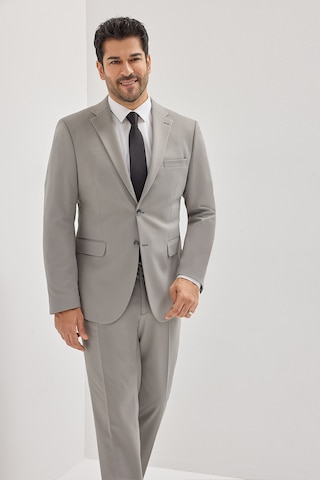 AC&Co / Altınyıldız Classics Erkek Grı Slim Fit Dar Kesim Mono Yaka Beli Bağlamalı Kapak Cepli Esnek Takım Elbise Grı