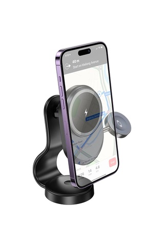 Hoco. Hw28 Excelso Yapışkanlı 15w Kablosuz Şarj Ve 2.5w Kablosuz Saat Şarj Destekli Magsafe Araç Tutucu - Siyah