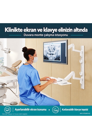 Npo Stdmd102 Ağır Hizmet Tipi Medikal/depo/market Duvara Monte Ayarlı Çalışma İstasyonu