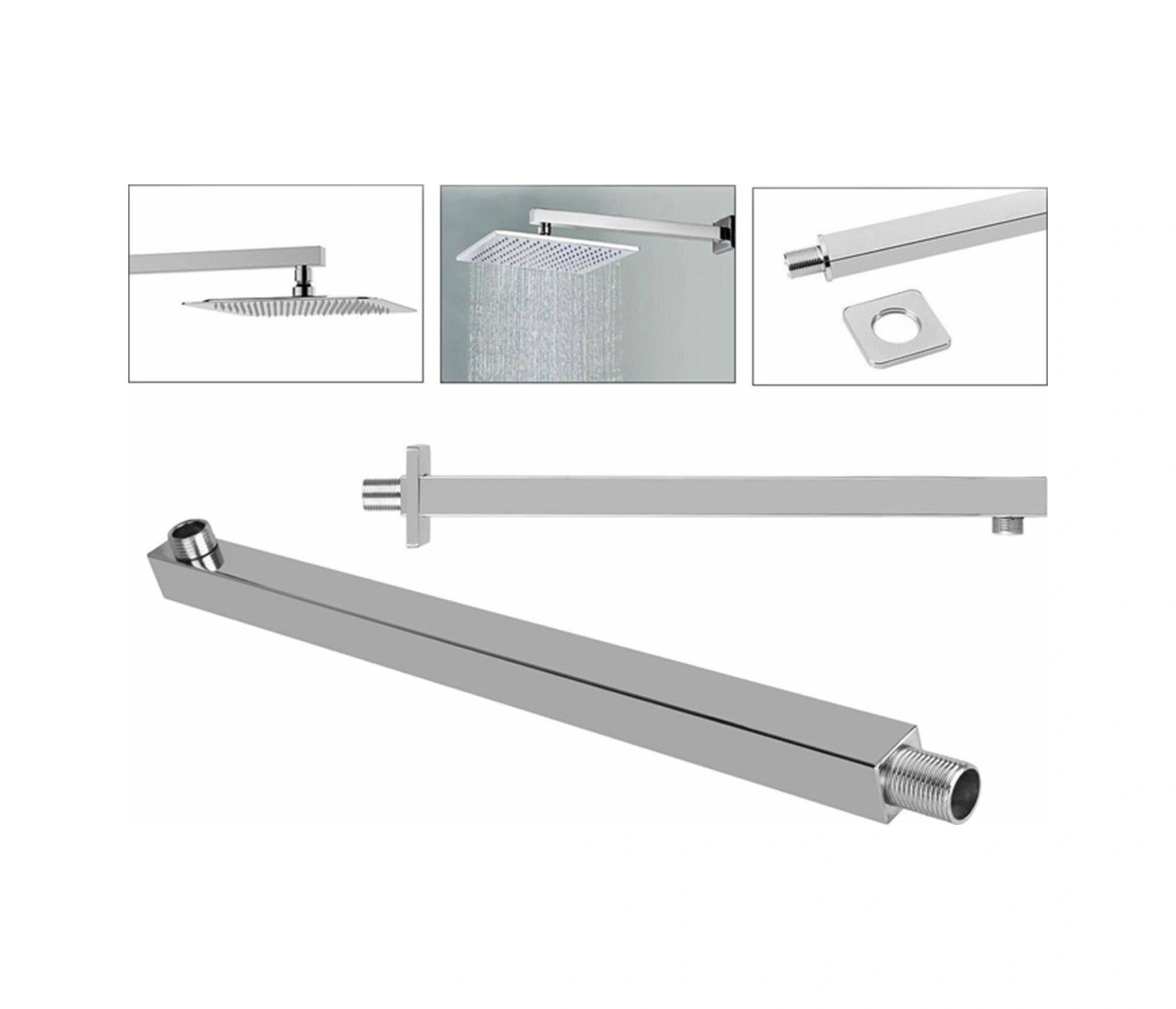 Shineyee Stainless Steel Duş Uzantı Kolu 16" - Çelik Yapı, Paslanmaz, Kolay Kurulum, Duvar Montajlı, Modern Banyo Tasarımı Gümüş