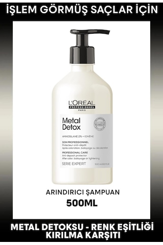 L'Oréal Professionnel İşlem Görmüş ve Yıpranmış Saçlar için Metal Karşıtı Arındırıcı Şampuan 500 ML