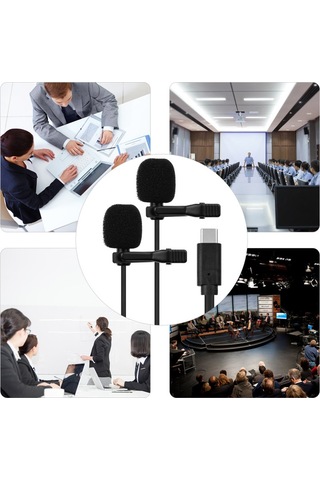 Skycıty İki Mikrofonlu, Rüzgar Yastığı Ve Depolama Torbası Bulunan Kolyeli Mikrofon, Type - C Arayüzlü Cihazlar İçin Uygun