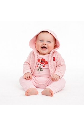 Milays Kız Bebek %100 Pamuk 0-3 Ay Premium Kalite Setler Açık Pembe