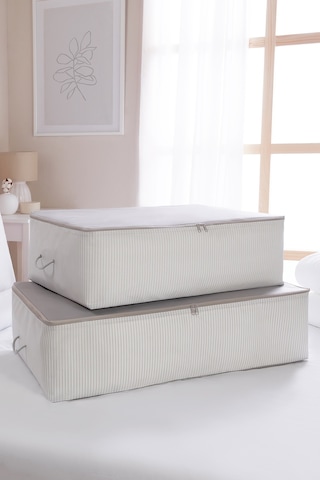 Ocean Home Textile 2'li Gri Renk Stuff & Things Baza Altı Hurç Set