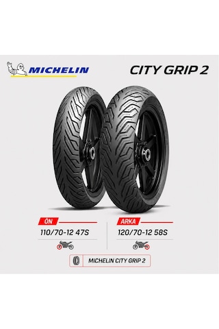 Michelin City Grip 2 110/70-12 47s - 120/70-12 58s Ön Arka Motosiklet Lastik Takımı